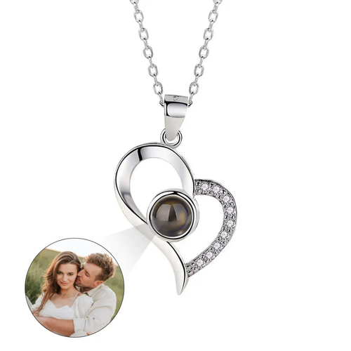 Asymmetrical Heart Personalised Photo Necklace