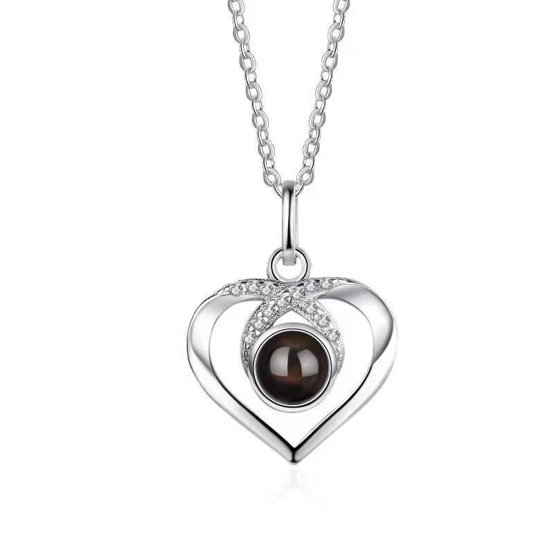 Zircon Heart Personalised Photo Necklace