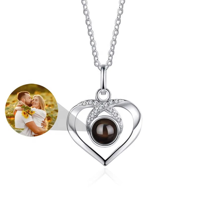 Zircon Heart Personalised Photo Necklace