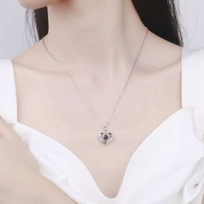 Zircon Heart Personalised Photo Necklace